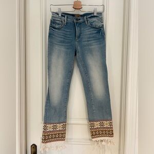 DRIFTWOOD Light Blue Embroidered Cropped Jeans